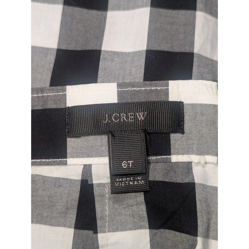 J. Crew Gingham Ruffle Mini Skirt Asymmetric Check Black White Womens 6T Cottage
